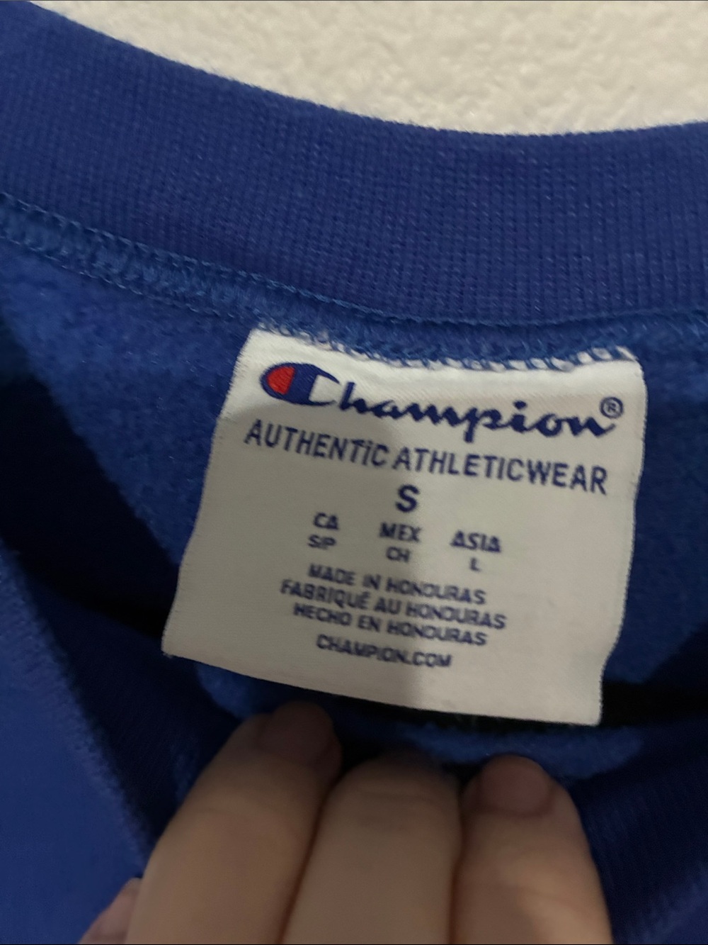 Champion Royal Blue Kansas KU Jayhawk Crewneck Sweatshirt with Red Lettering - Picture 4 of 9